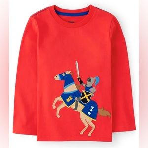 Boys embroidered knight top long sleeve 3t red